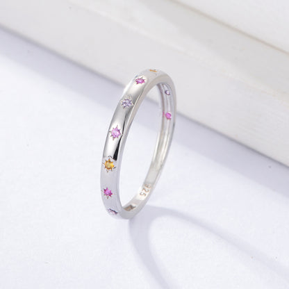 Elegant S925 Sterling Silver Colored Zircon Ring for Women