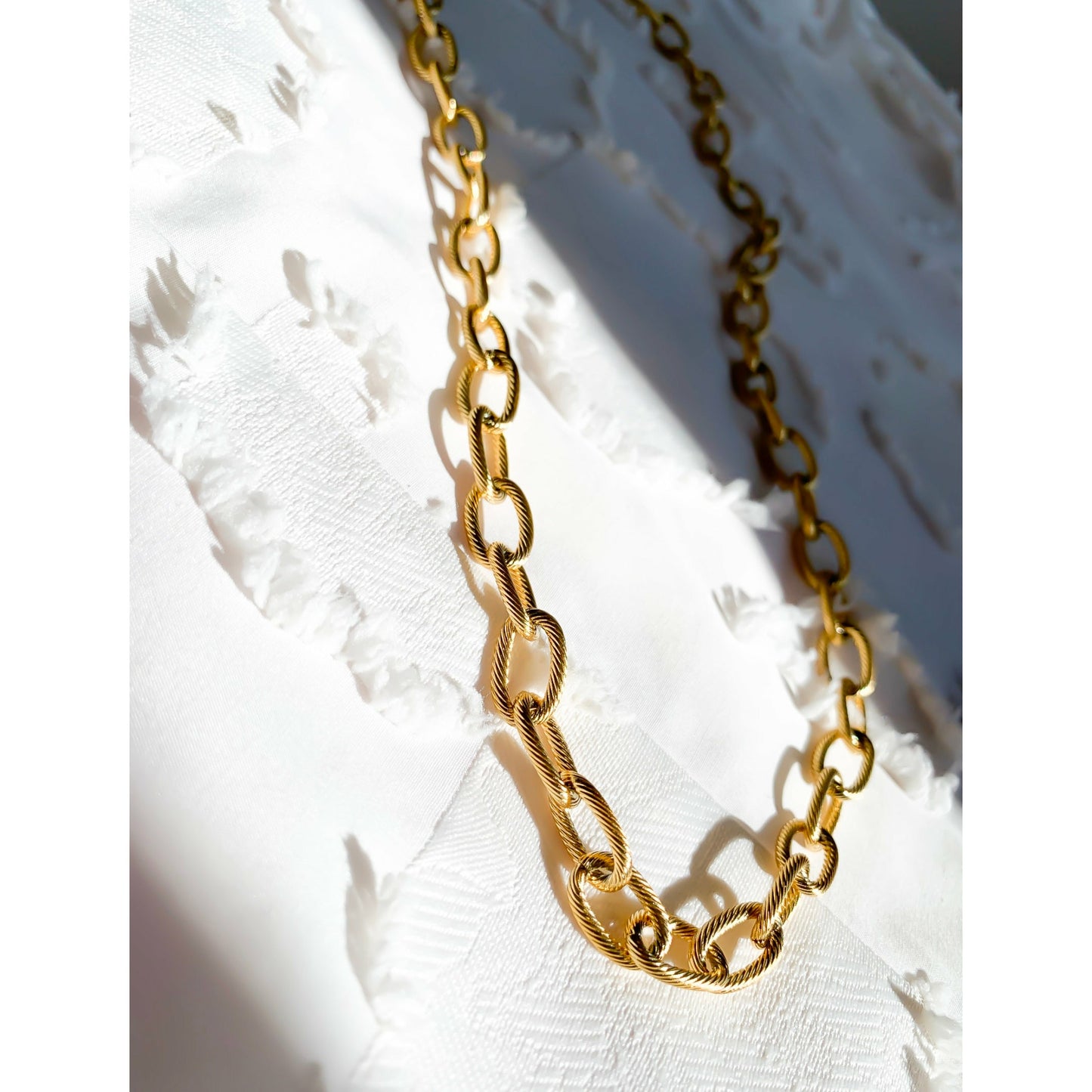 18K Gold Plating stainless steel Chunky Chain Choker Necklace Women Jewelry