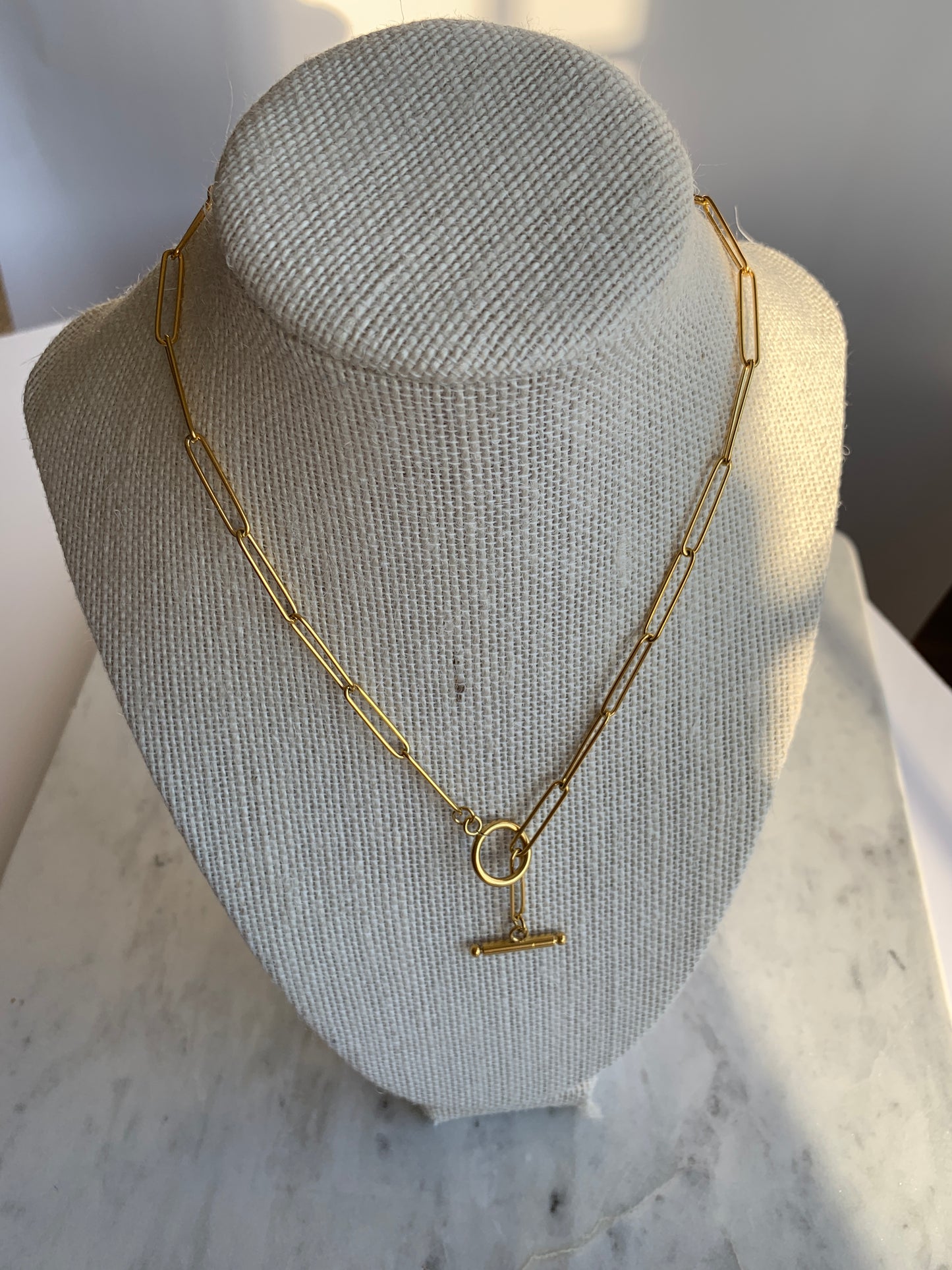 18K Gold Plated Stainless Steel Necklace with OT Buckle Closure - Perfect for Layering or Wearing Alone