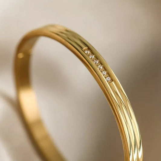 18K Gold Plated Three Layers Rib Bangles - Affordable Luxury Jewelry