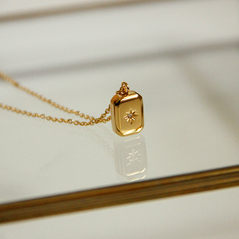 Statement cube pendant necklace diamond effect clavicle jewelry