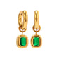 Women's Fashionable And Versatile Green Zirconia Stainless Steel Dangle Earrings