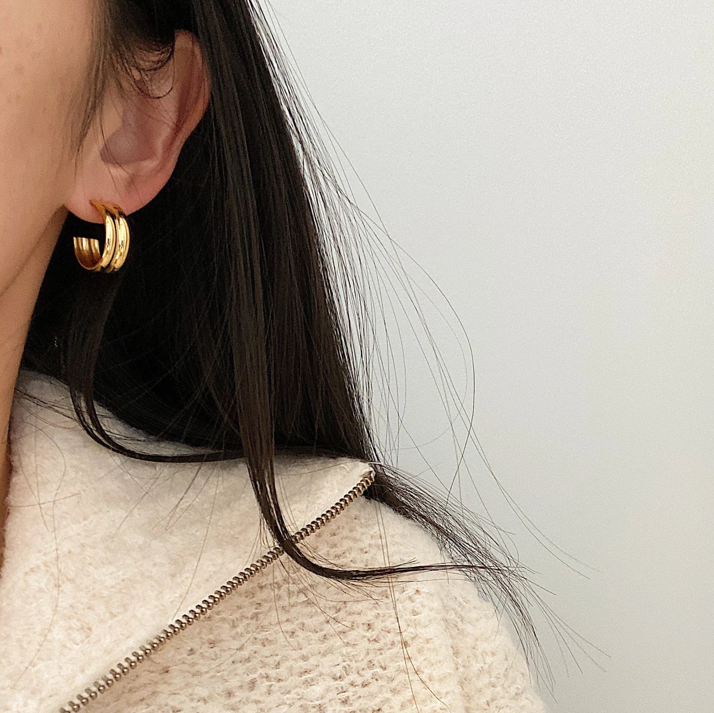 double-circle smooth earrings