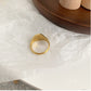 Timeless retro round shell ring in gold steel elegant style
