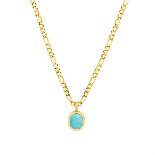 French gold plated stainless steel necklace with Amazonite pendant