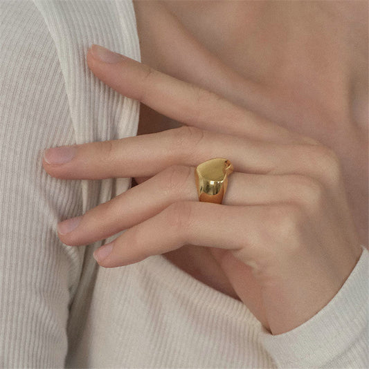 Delicate script Love Ring crafted in 18K gold plating