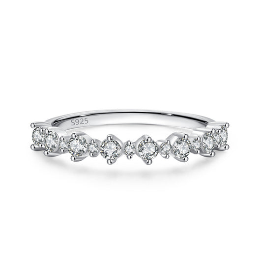 S925 sterling silver irregular zirconia ring modern women’s jewelry